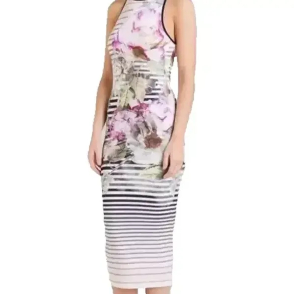 Ted Baker Multicolor Laya Sleeveless Peony Midi Dress Size 3/8